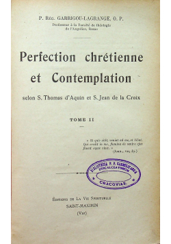Perfection chretienne et Contemplation Tome II 1923 r.