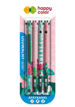 Długopis usuwalny Afrykanki 0,5mm niebieski 4szt