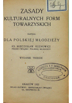 Zasady Kulturalnych Form Towarzyskich 1922 r.