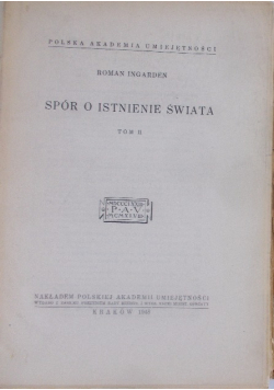 Spór o istnienie świata Tom 1 i 2 1947 r.