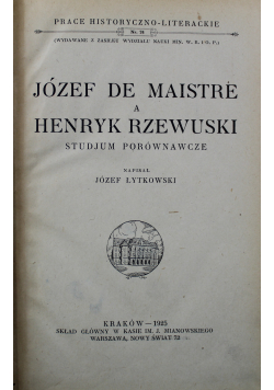 Józef De Maistre a Henryk Rzewuski 1925 r.