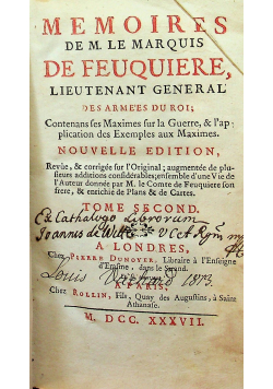 Memoires de m le Marquis de feuquiere Tom second