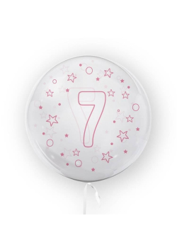 Balon 45cm Gwiazdki cyfra 7 różowy TUBAN