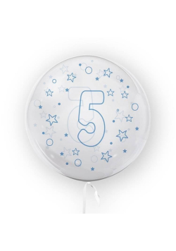 Balon 45cm Gwiazdki cyfra 5 niebieski TUBAN
