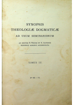 Synopsis theologiae dogmaticae 1929r