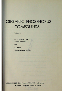 Organic phosphorus compounds vol 1