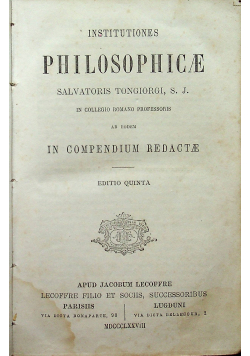 Institutes Philosophicae 1878