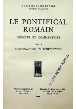 Le Pontifical Romain Tome II 1931 r.