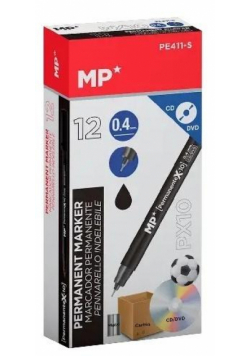Marker permanentny 0,4mm do CD/DVD czarny (12szt)