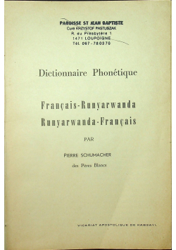 Dictionnaire Phonetique Francais - Runyarwanda Runyarwanda - Francais
