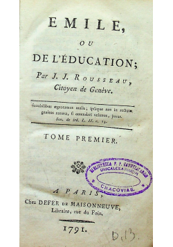 Emile ou de leducation Tome Premier 1791 r.