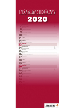 Kalendarz slim notatnikowy czerwony 2020