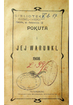 Pokuta i jej warunki 1908 r.