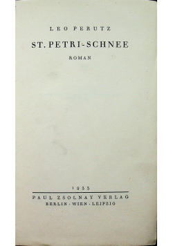 St Petri Schnee Roman 1933r