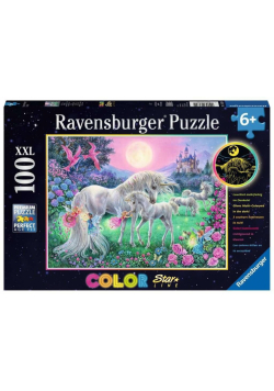Puzzle 100 świecące - Jednorożce w blasku księżyca