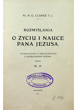 Rozmyślania o życiu i nauce Pana Jezusa,1913 r.
