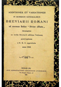 Additiones et variationes in Rubricis generalibus Breviarii Romani 1923 r.