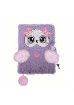 Pamiętnik A5 Włochacz z kłódką 3D Violet owl 96k.