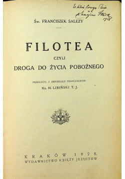 Filotea czyli droga do życia pobożnego 1928r