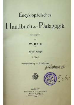 Encyklopedisches handbuch der padagogik 1908 r