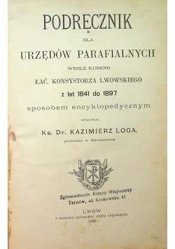 Podręcznik dla urzędów parafialnych 1899 r.