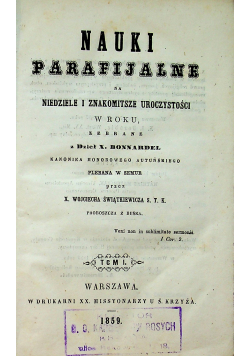 Nauki parafialne na niedzilę i znakomitsze uroczystości w roku 1859 r