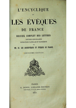 L'Encyclique et les eveques de France 1865 r.