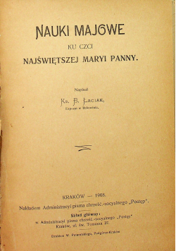 Nauki majowe ku czci Najświętszej Maryi Panny 1908 r.