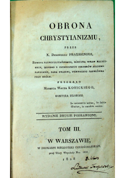 Obrona Chrystyianizmu Tom III 1828 r.