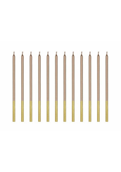 Świeczki urodzinowe różowe złoto 14 cm 12szt