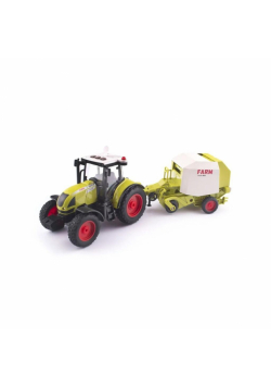 Traktor z przyczepą, belownica siania, ciągnik