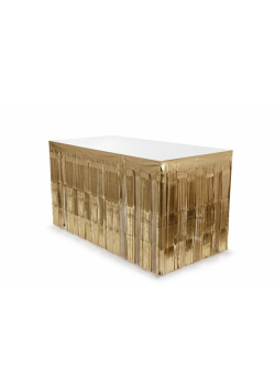 Skirting foliowy z frędzlami złoty 300x80cm