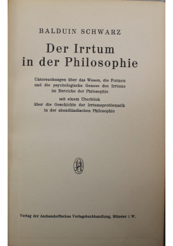 Der Irrtum in der Philosophie 1934 r