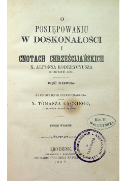 O postępowaniu w doskonałości 1862 r