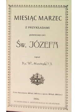 Miesiąc marzec z przykładami poświęcony czci św. Józefa