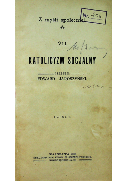 Z myśli społecznej Katolicyzm socjalny 1908r