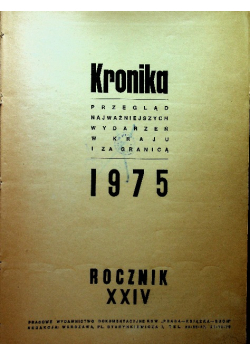 Przegląd wydarzeń Kronika 1975 r. Rocznik XXIV PRL