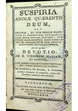 Suspiria Animae Quaerentis Deum 1779 .