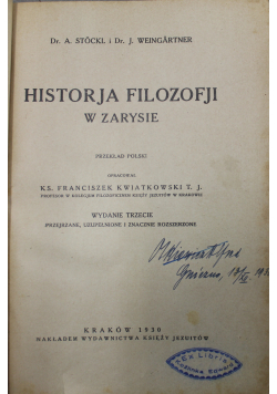Historja Filozofji w Zarysie 1930 r