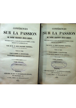 Conferences Sur La Passion Tom I i II 1853 r.