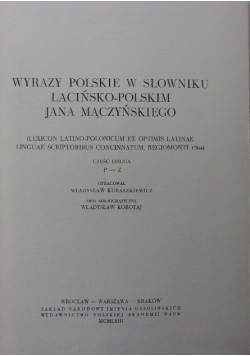 Wyrazy Polskie w Słowniku Łacińsko - Polskim