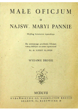 Małe oficjum o Najświętszej Marii Pannie