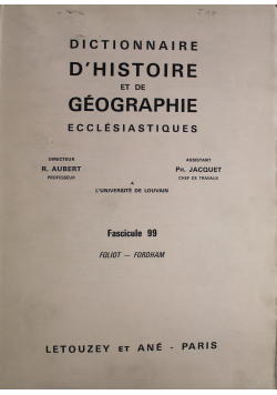 Dictionnaire d historie et de geographie wcclesiastiques fascicule 99