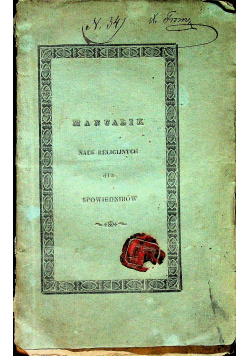 Manualik nauk religijnych dla spowiedników 1842 r.