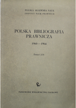 Polska Bibliografia Prawnicza 1960 do 1964zeszyt 1