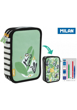 Piórnik 2 poz. z wyprawką Zielony lemur MILAN