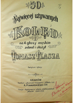 50 najwięcej używanych kolęd na 4 głosy męskie