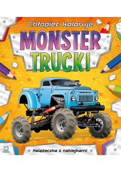 Chłopiec koloruje. Monster trucki