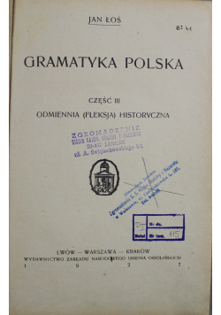 Gramatyka Polska Część III 1927 r.