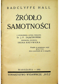 Źródło samotności 1933 r.